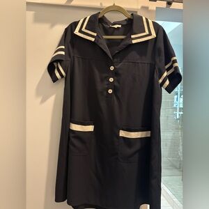 Entro Navy Blue Button-Up Mini Dress